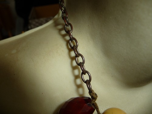 HARVEST HERBSTFARBEN GROSSE BAUMELNDE PERLEN 8" L LATZ AUSSAGE HALSKETTE #30/30 - Bild 7 von 12