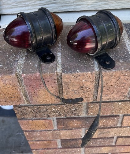 Oldtimer Yankee 2 1/2 runde Rückleuchten Blinker gelb rot Glas Lichter x2