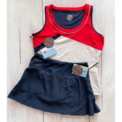 Bollé Tennis skirt and tank top set red white blue medium/ small NWT - Picture 10 of 10