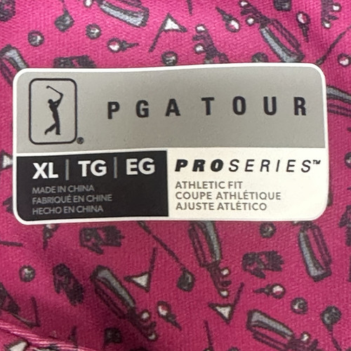 PGA Tour Koszulka polo Męska XL All Over Print Hot Pink Lekka Golf Pro Series - Zdjęcie 5 z 8