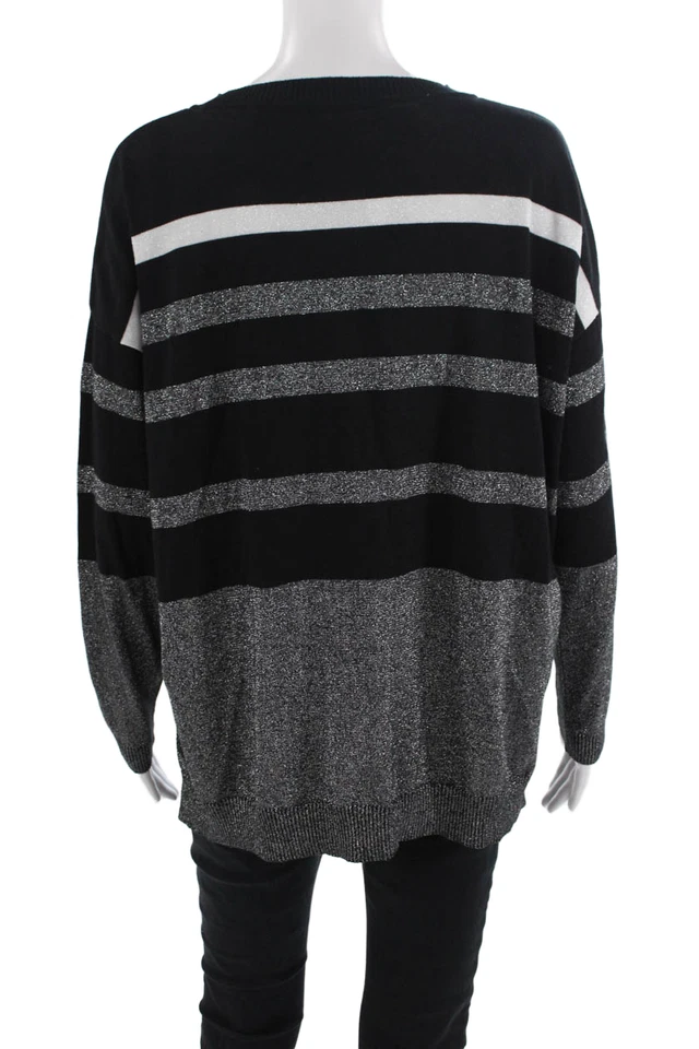 Suéter Planet by Lauren G Para Mujer Manga Larga Cuello Redondo Rayas Talla M Foto 3 de 4