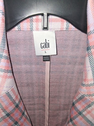 Cabi #6257 Women's Pink & White Plaid Cropped Blazer Size L NWOT - Picture 4 of 10