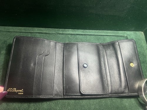 🔴 DUPONT portafoglio uomo pelle nera porta banconote carte tascabile NUOVO - Picture 4 of 11