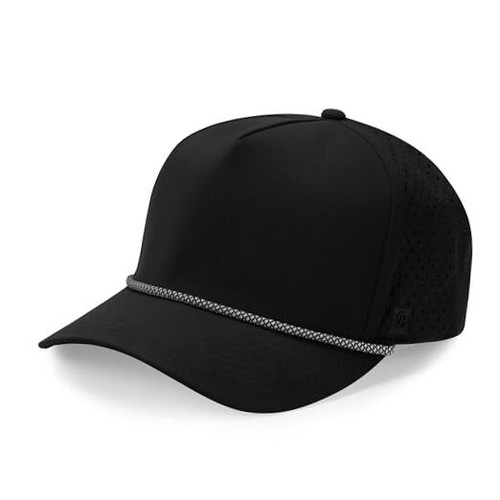 Glendora Snapback Hat | 5-Panel High Medium-Large Standard Black With Rope - Picture 1 of 5