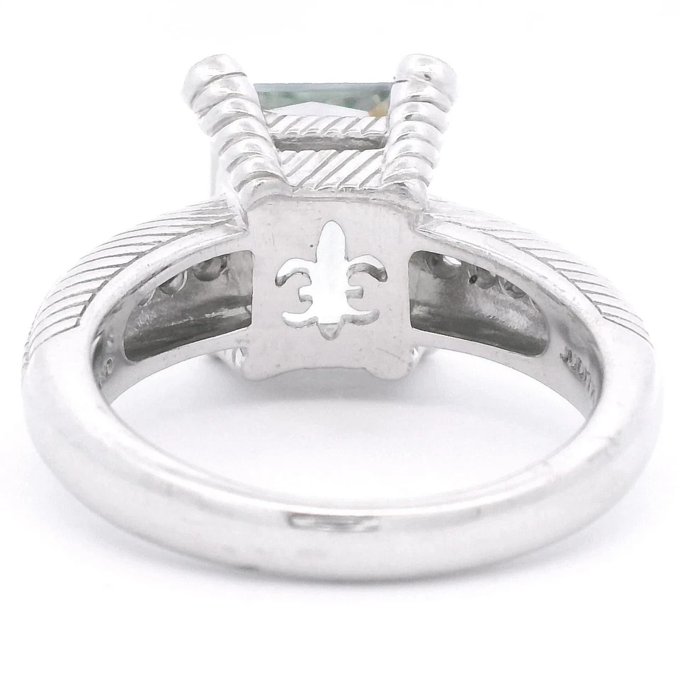Anillo de colección Judith Ripka de plata esterlina prasiolita verde y circonita cúbica Foto 3 de 3