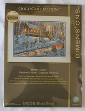 Dimensions Gold Collection Cross Stitch Kit Winter Cabin Christmas Design