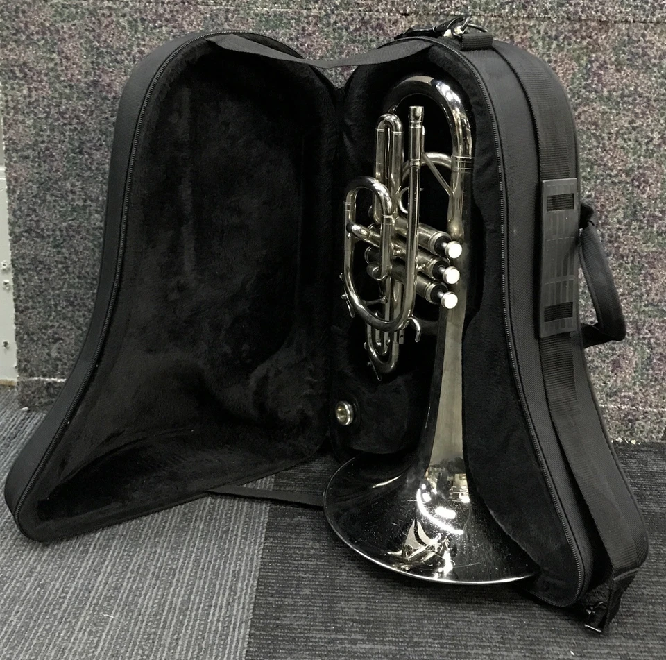 Schiller East 1884 Frankfurt Alemania - Mellofón plateado con estuche Foto 2 de 4