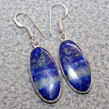 925 Silver Plated Lapis Lazuli Earrings 1.8" Christmas Special Offer Trendy GW