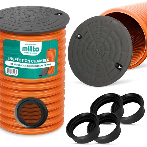 Tubo elevador pozo de canal pozo de revisión DN315 tapa negro 4 juntas 110 mm - Imagen 1 de 11