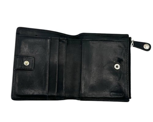 Vintage COACH Bi Fold Black Leather Wallet Cardholder Coin Purse Authentic - Picture 8 of 11