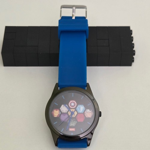 Marvel Avengers Wrist Watch – Blue Strap, Stainless Steel – NEW - Needs Battery - Picture 2 of 10