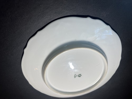 RARE ANTIQUE 1914-1918 PK SILESIA SCALLOP EDGE PLATE YELLOW ROSES PURPLE VIOLETS - Picture 13 of 15