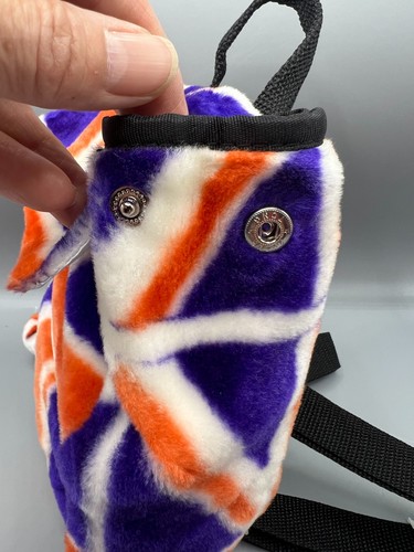 Union Jack Plush Backpack Zipper Pocket Small Pom Pom Key Ring Adjustable - Picture 12 of 17
