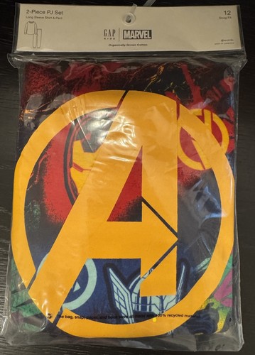 Size 12- Gap Kids Marvel Avengers 2 Piece Pajama Set Long Sleeve Shirt & Pant PJ - Picture 3 of 6