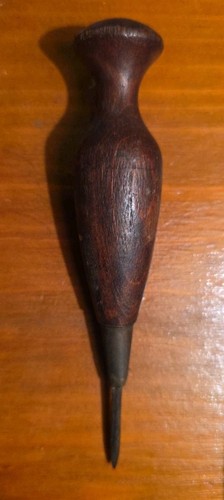 Antique Scratch/Sewing /Leather Wood  Handle & Iron Awl Early 1900’s