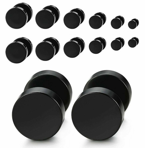 Stainless Steel Unisex Men Women Barbell Stud Earrings Punk Ear Piercing Plugs - Picture 2 of 19