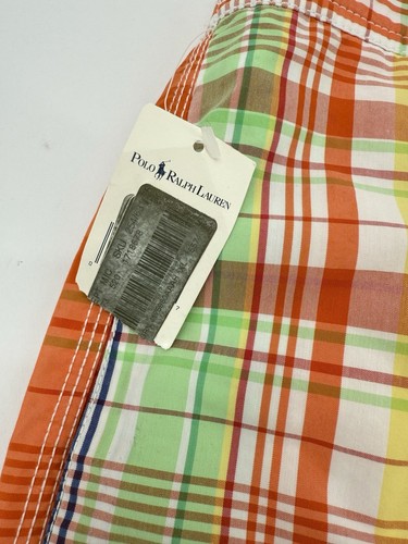 Polo Ralph Lauren Mens Swim Trunks Board Shorts Orange Plaid XL Mesh Lined - Picture 3 of 6