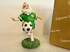 Roman, Inc. Soccer Santa Figurine Wearing Green Uniform USA #5 Rare Vintage 5"