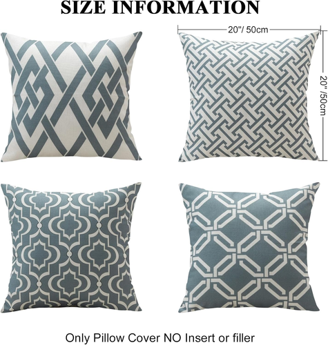 4er Set Wasserdicht Überwurf Kissenbezüge 20X20 Zoll Bauernhaus Geometrisch Quadratisch Pi - Bild 5 von 9