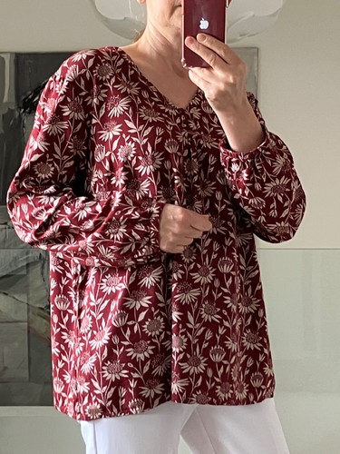 Seasalt Plant Lore Long Sleeve Top Blouse Maroon Floral Print Size UK 18 - Picture 6 of 12