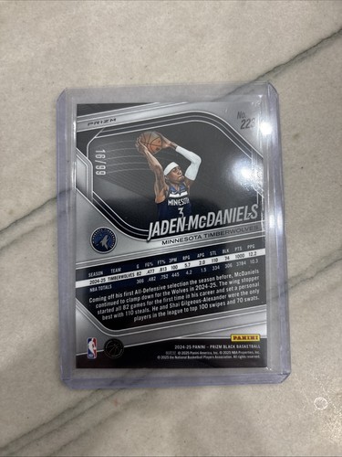 2024-25 Prizm Black Jaden McDaniels Purple Prizm /99 - Picture 2 of 2