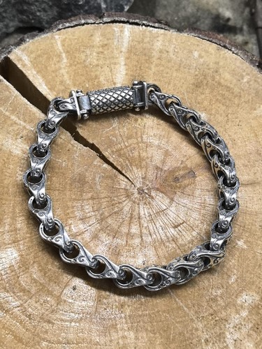 Bracciale uomo argento sterling 925 fatto a mano catena argento catena pesante - Foto 5 di 6