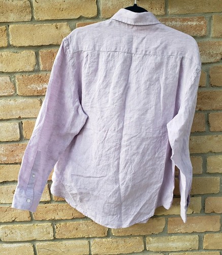 Jos A Bank Reserve Lavender All LINEN Dress Shirt Sz M Traditional Fit Collared - Picture 3 of 18