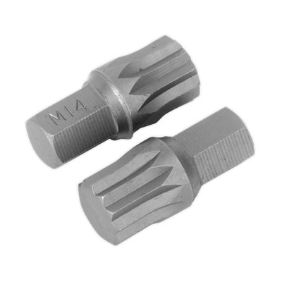 Sealey Professional Spline Bit M14 x 30mm Pack Of 2 Chrome Vanadium Steel AK5532