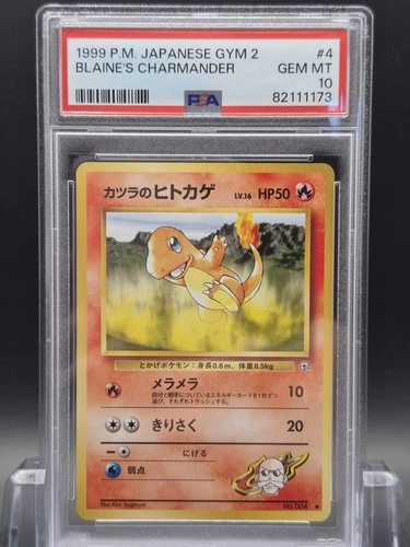 1999 Pokemon Japanese Gym 2 Blaine's Charmander #4 PSA 10 Vintage