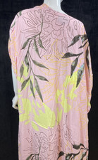 NWT Bel Kazan Anthropologie Multicolor Pink Print Open Cover Up/Robe, One Size