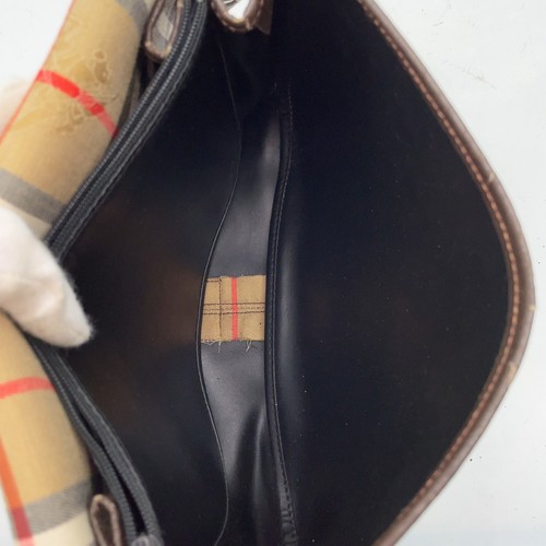 Auth Burberrys Nova Check Horse Shadow Canvas Beige Flap Shoulder Bag NS071121 - Picture 14 of 22