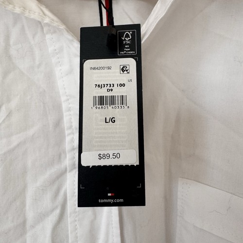 Tommy Hilfiger Oversized Button Down Career Shirt Size Large Cotton White - Bild 6 von 9