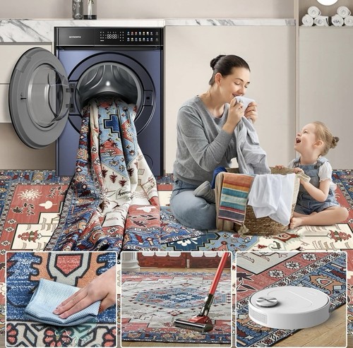 CHOSHOME Area Rug 4'x 6' Vintage Medallion Soft Washable with Non-Slip Backing - Picture 5 of 11