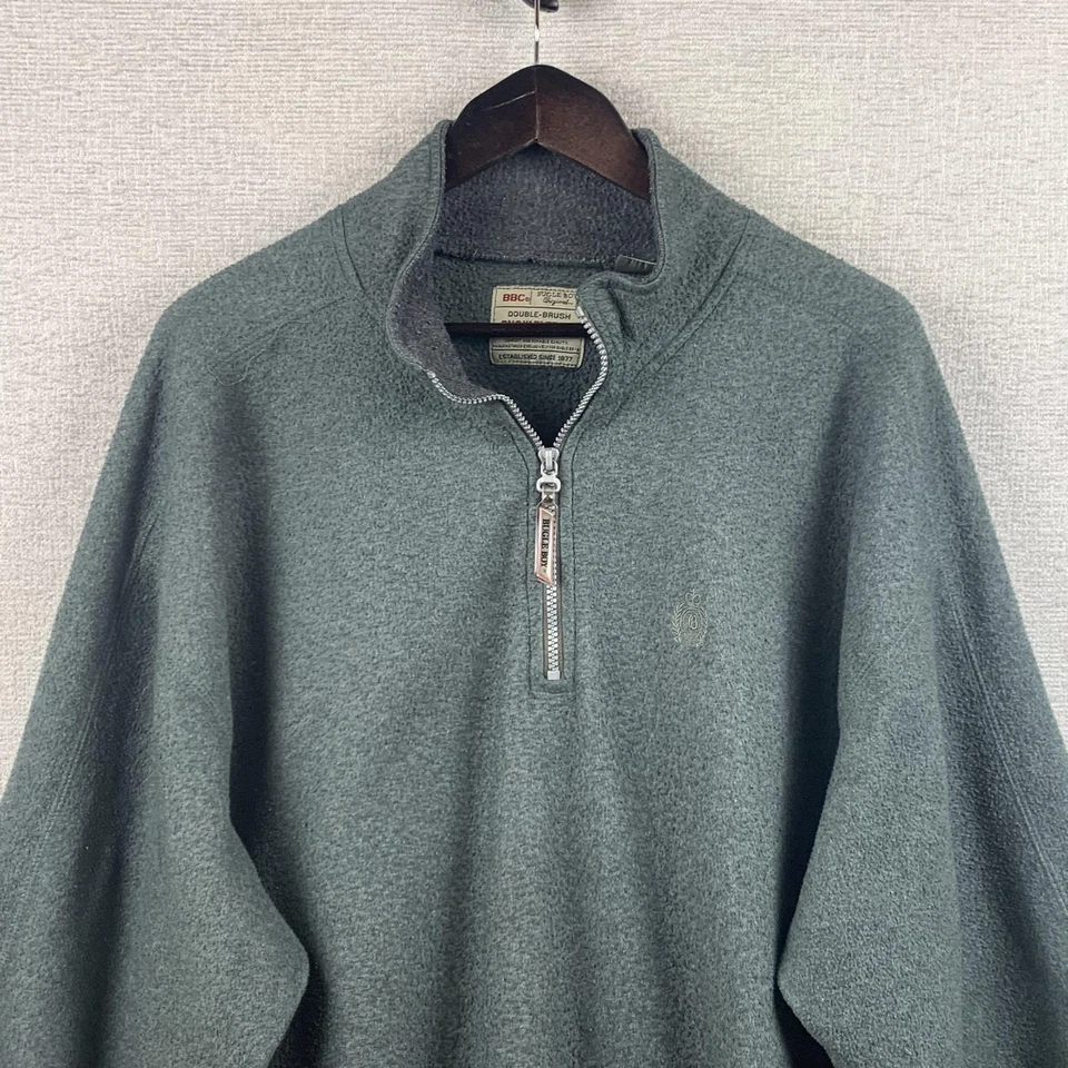 Bugle Boy Sweater Mens 2XL Green Quarter Zip Snow Fleece Pullover Double Brush - Image 2 of 4