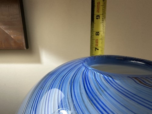 Vaso artistico sfera soffiato a mano Dansk blu marrone righe vortice - Foto 5 di 6