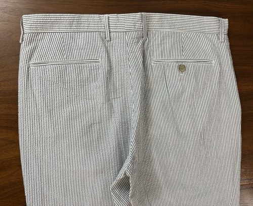 J Crew Pants Mens 34x30 Seersucker Bedford Chino Striped Flat Front Cotton - Picture 4 of 13