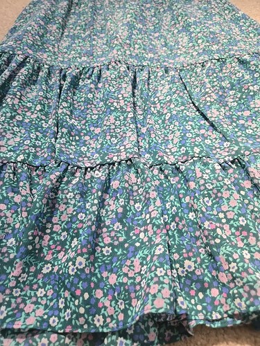 J. Crew Teal Blue Purple Green Tiered Floral Dress Sz 2 Lined Long Back Zipper - Picture 8 of 16