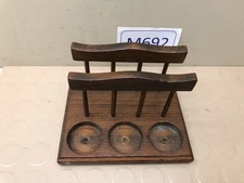Vintage Wood Napkin Holder Caddy w/ Spots for Salt & Pepper Shakers