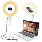 Video Conference Lighting for Laptop Computer, 10.5' Desk Ring Light White