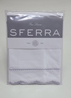 Sferra Pettine King Pillowcase Pair White/Tin Cotton Percale Italy