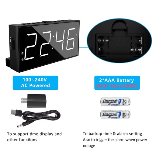 Alarm Clock for Bedroom, 2 Alarms Loud LED Big Display Plug in Simple Basic D... - Picture 6 of 7