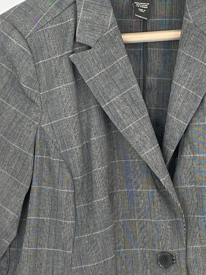 Blazer Lane Bryant Feminino Plus 14/16W Cinza Janela Xadrez Prep Academia - Imagem 3 de 4