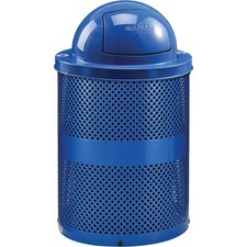 32 Gallon Thermoplastic Perforated Recycling Receptacle w/Dome Lid Blue