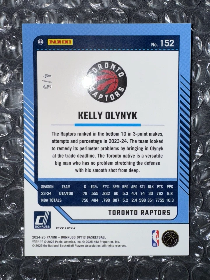 2024-25 Panini Donruss Kelly Olynyk #152 Green Glitter /5 Toronto Raptors - Image 2 of 2