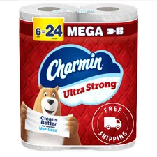 Charmin Ultra Strong Toilet Paper, 6 Mega Rolls = 24 Regular Rolls