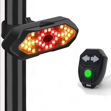 Bike Tail Light with Turn Signals USB Rechargeable Wireless Remote Control IPX4