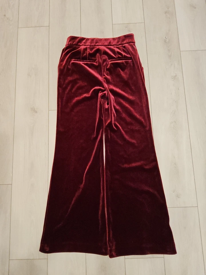 Pantalones de vestir Express de terciopelo para mujer pantalones acampanados tiro súper alto talla 10R Foto 4 de 4