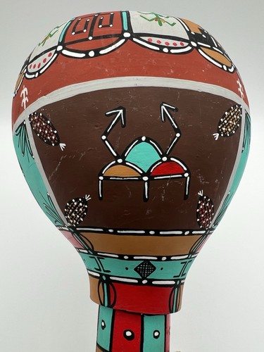 Hopi Kachina Native American Hand Painted Tadpole Rattle Signed Andy Seletstewa - Picture 4 of 13
