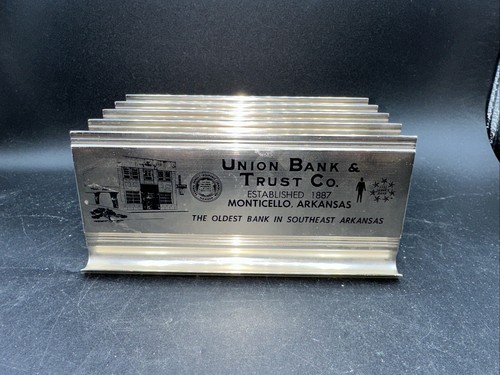 Vintage Aluminum Desk Organizer With Advertising Letter Holder.