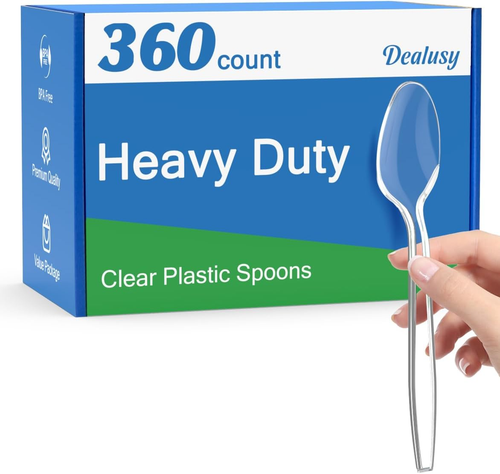 360 Count Clear Plastic Spoons Disposable, Bpa-Free, Heat Resistant, Solid and D - Picture 10 of 12